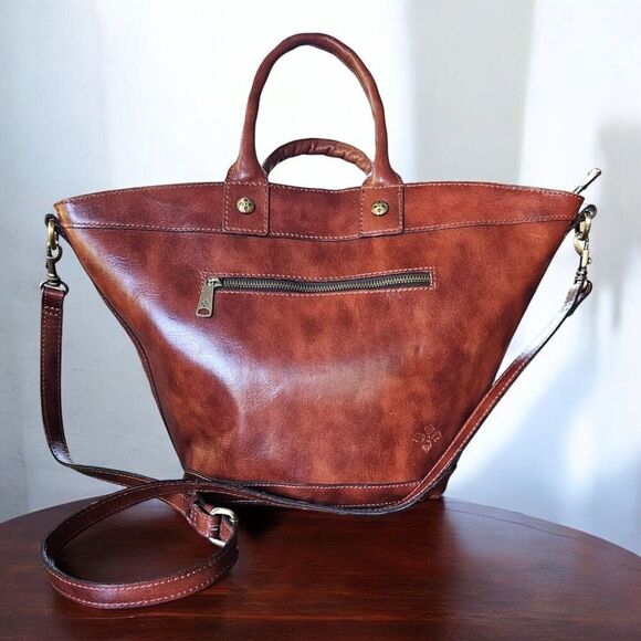 Patricia Nash Emiliano Woven Rust Brown Leather Tote Purse Crossbody Strap - Picture 2 of 14